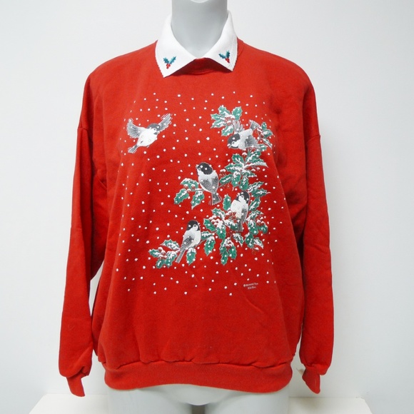 Vtg 8s Collared Christmas Sweatshirt 